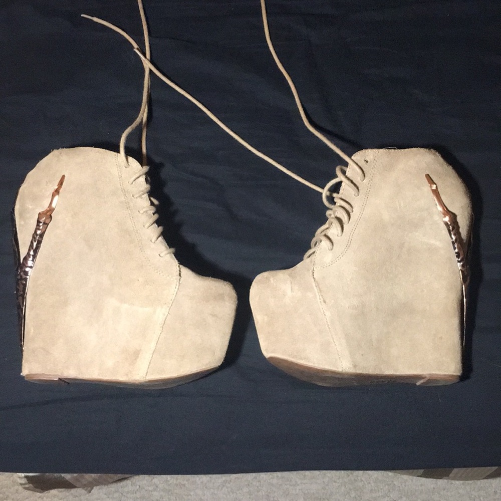 Jeffrey Campbell Tan Claw Wedges